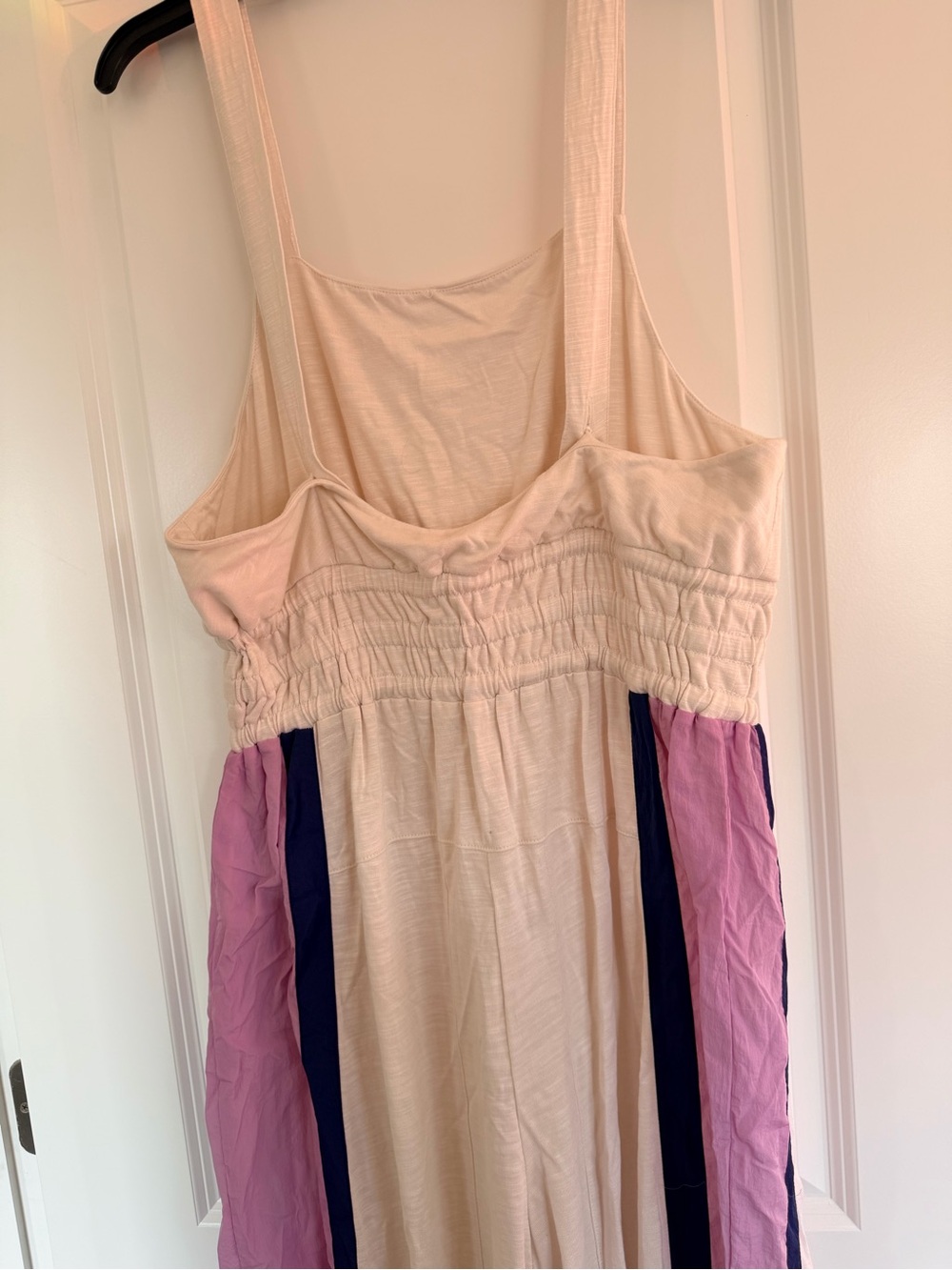 Flowy Cream Striped-Detail Jumpsuit with Drawstring Waist - Picture 3 of 6